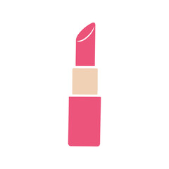 Pink lipstick vector clipart for Women's Day, feminine beauty icon, flat cosmetic illustration