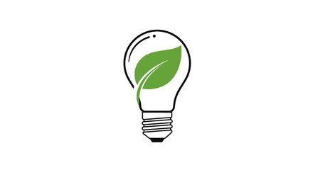 Obraz premium Eco-friendly light bulb with green leaf inside.