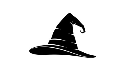 Simple Witch Hat Icon in Flat Design Style