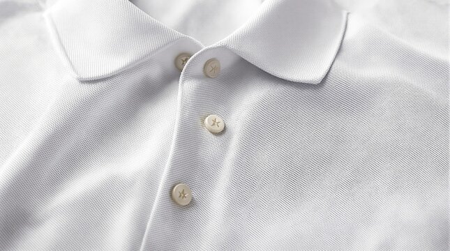 Close up of a white polo shirt