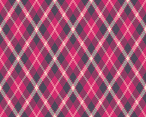 Fototapeta premium Argyle pattern of geometric rhombus. Harlequin check wallpaper design. Classic diamond shaped textile material for web background, print fabric clothing, sweater, wrapping paper, gift card, invitation