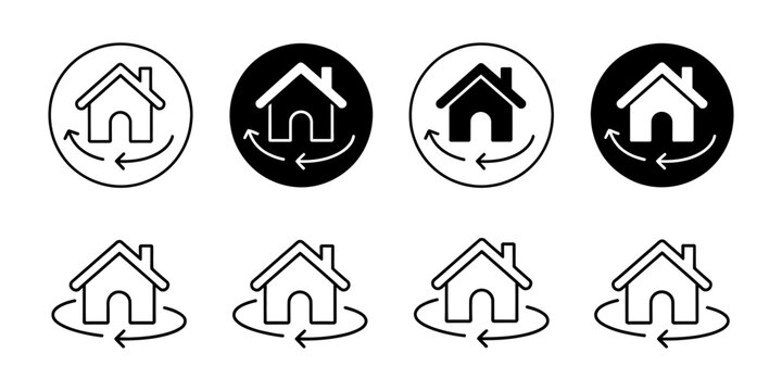 Home 360 degree virtual tour icons for real estate and property exploration