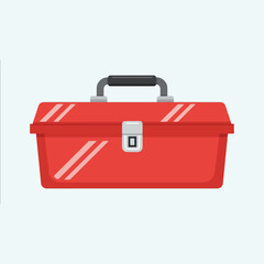Red toolbox flat graphic illustration