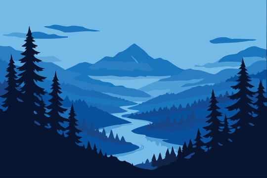serene mountain landscape with winding river