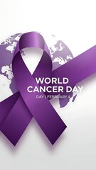 Fototapeta premium World cancer day awareness ribbon and globe symbol
