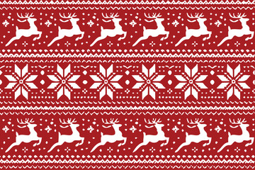seamless christmas pattern with reindeer and snowflakes © BELAL