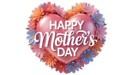 Happy Mother's Day heart shaped floral greeting