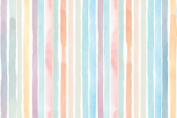 Watercolor stripe seamless pattern. Watercolour hand drawn striped texture on white background.