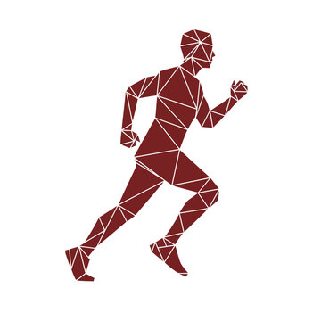 Geometric Runner Silhouette Dynamic Abstract Polygonal Design.