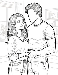 Cozy Moment at Home: An Adult Coloring Book for Women Featuring Romantic Couples, Cozy Home Interiors, and Hygge Living for Stress Relief (The Faceless Love Collection