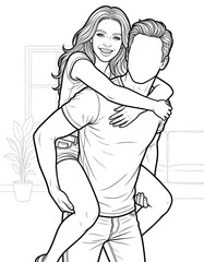 Cozy Moment at Home: An Adult Coloring Book for Women Featuring Romantic Couples, Cozy Home Interiors, and Hygge Living for Stress Relief (The Faceless Love Collection