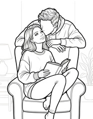 Cozy Moment at Home: An Adult Coloring Book for Women Featuring Romantic Couples, Cozy Home Interiors, and Hygge Living for Stress Relief (The Faceless Love Collection