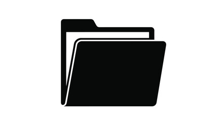 Obraz premium Simple black folder icon with two document outlines shown