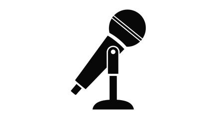 A simple black silhouette of a microphone on a stand