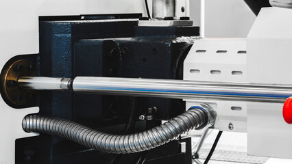 Metal power hydraulic rod in large industrial machine, industrial concept