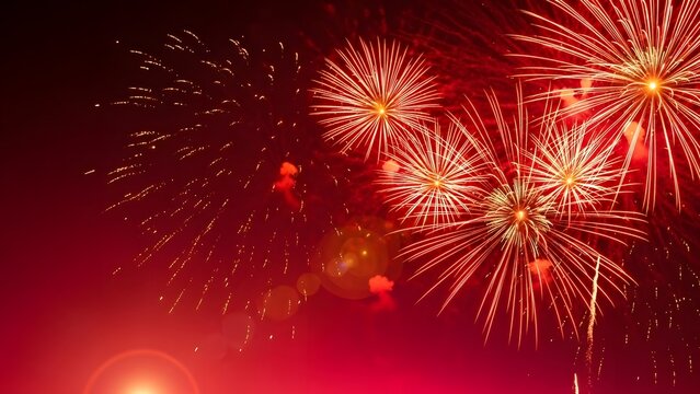 Vibrant fireworks lighting up the night sky during china's chinese new year holiday celebration