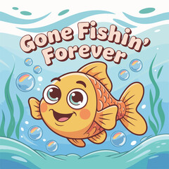 Happy cartoon fish swimming underwater cute smiling vector