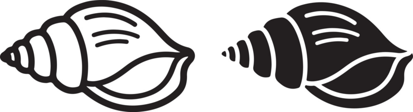 seashell icon  in outline and solid icon set 