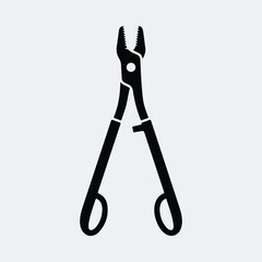 Essential adjustable industrial pliers hand tool simple mechanic silhouette vector illustration