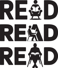 Three Rows of the Word READ with Reading Silhouettes vector