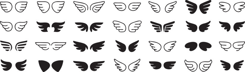 Obraz premium butterfly icons set decorative wing symbols, nature insect silhouette collection, elegant butterfly shapes pack