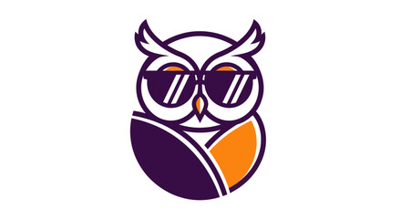 Stylized owl with sunglasses graphic on white background vector