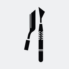 Naklejka premium Modern professional eyebrow razor and tweezer beauty grooming tools silhouette vector illustration