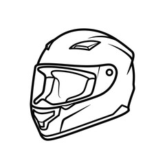 Fototapeta premium Vector illustration icon a black line drawing of a motorcycle helmet
