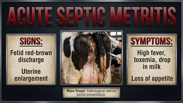 Veterinary pathology acute septic metritis in cows uterine infection symptoms and signs