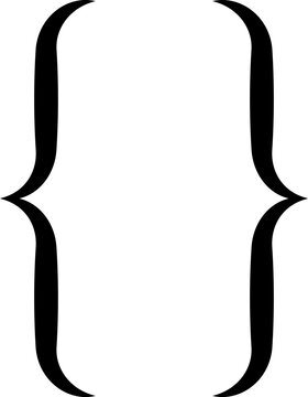 Curly braces, double symmetric brackets. Vector Typography symbols pair, frames for punctuation, maths, elements sign for text quote, mathematics