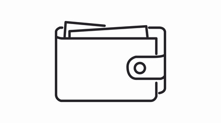Clean black and white vector wallet icon designed for payment methods, money management, online shopping, fintech apps, and e‑commerce interfaces. This minimalist, scalable symbol is ideal for UI/UX d