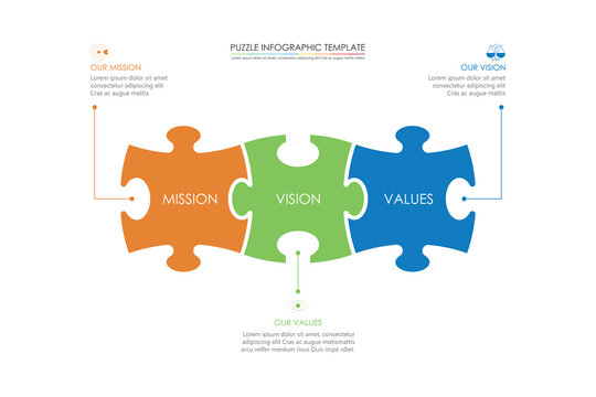 puzzle infographic with concept our mission illustration vector eps 10