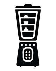 Digital Blender Icon of Kitchen Food Processor with Electronic Control Panel Silhouette
