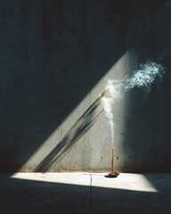 Mindful living daily habits incense stick casting shadow on clean surface minimalist interior calming environment