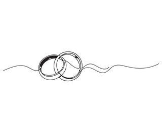 Obraz premium Two interconnected rings with wavy line minimalist design element for graphic resources