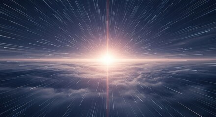 Warp Speed Light Streaks Towards Bright Light