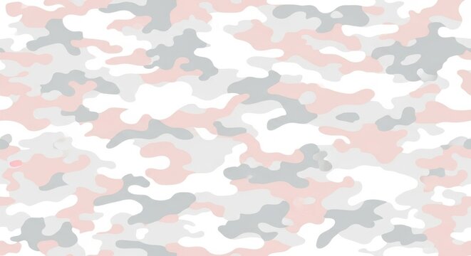 Pastel Camouflage Pattern - Pink, Gray, and White