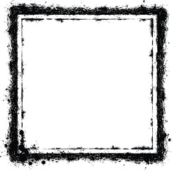 Collection of grunge black frames and artistic ink brush strokes with paint splatter on white background