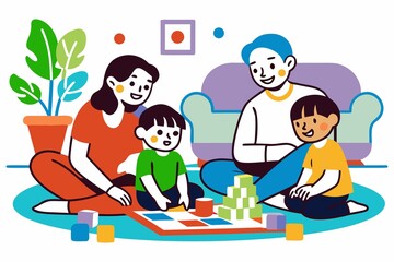 Family spending time together at home