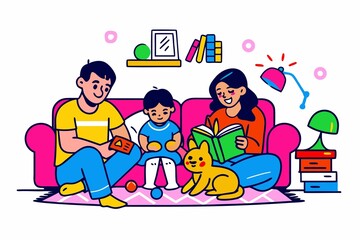 Family spending time together at home