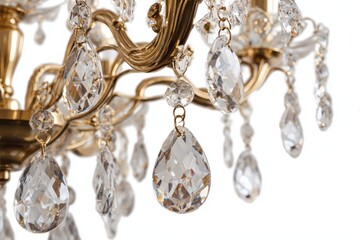 Crystal Chandelier's Sparkle: An elegant close-up of a glamorous chandelier, its crystal pendants sparkling and reflecting light, highlighting its ornate design and luxurious detail.