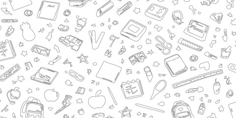 back to school concept abstract geometric design or hand drawn silhouette vector doodle art.