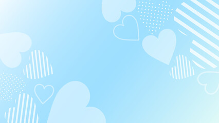 淡い水色グラデーションと半透明ハートの中央余白フレーム背景 16:9