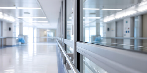 Fototapeta premium Hospital corridor with bright modern interior architecture