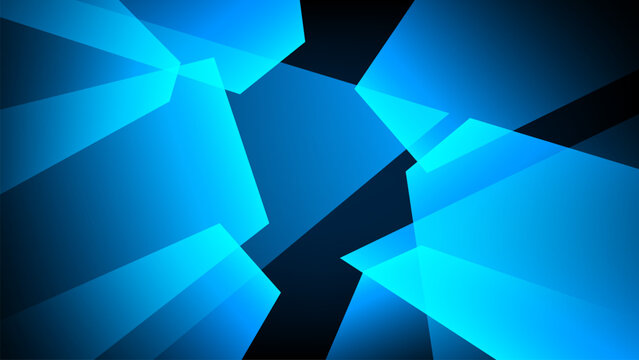 Fractal shape background. Abstract gradient blue mirror broken. Geometric glass texture