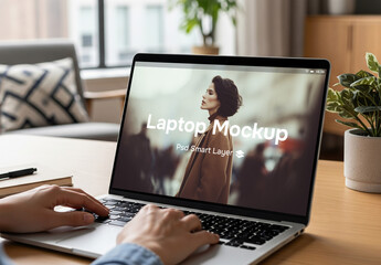 A man using a laptop - mockup