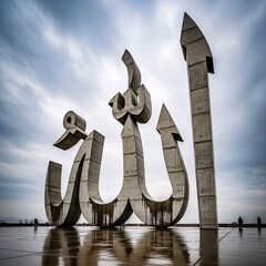 Majestic Arabic Calligraphy of Allah's Name Illuminating the Sky