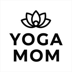 Obraz premium Black lotus flower icon above black text yoga mom vector
