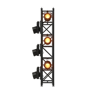 Stage lighting truss with spotlights for concert and theater event illumination, professional entertainment equipment on transparent background