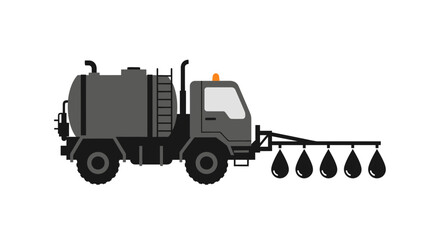 Fototapeta premium Agricultural Sprayer Truck Dispensing Liquid Droplets Industrial Vehicle Illustration